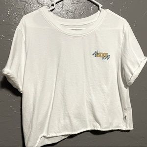 White Floral Vans Cropped Short Sleeve